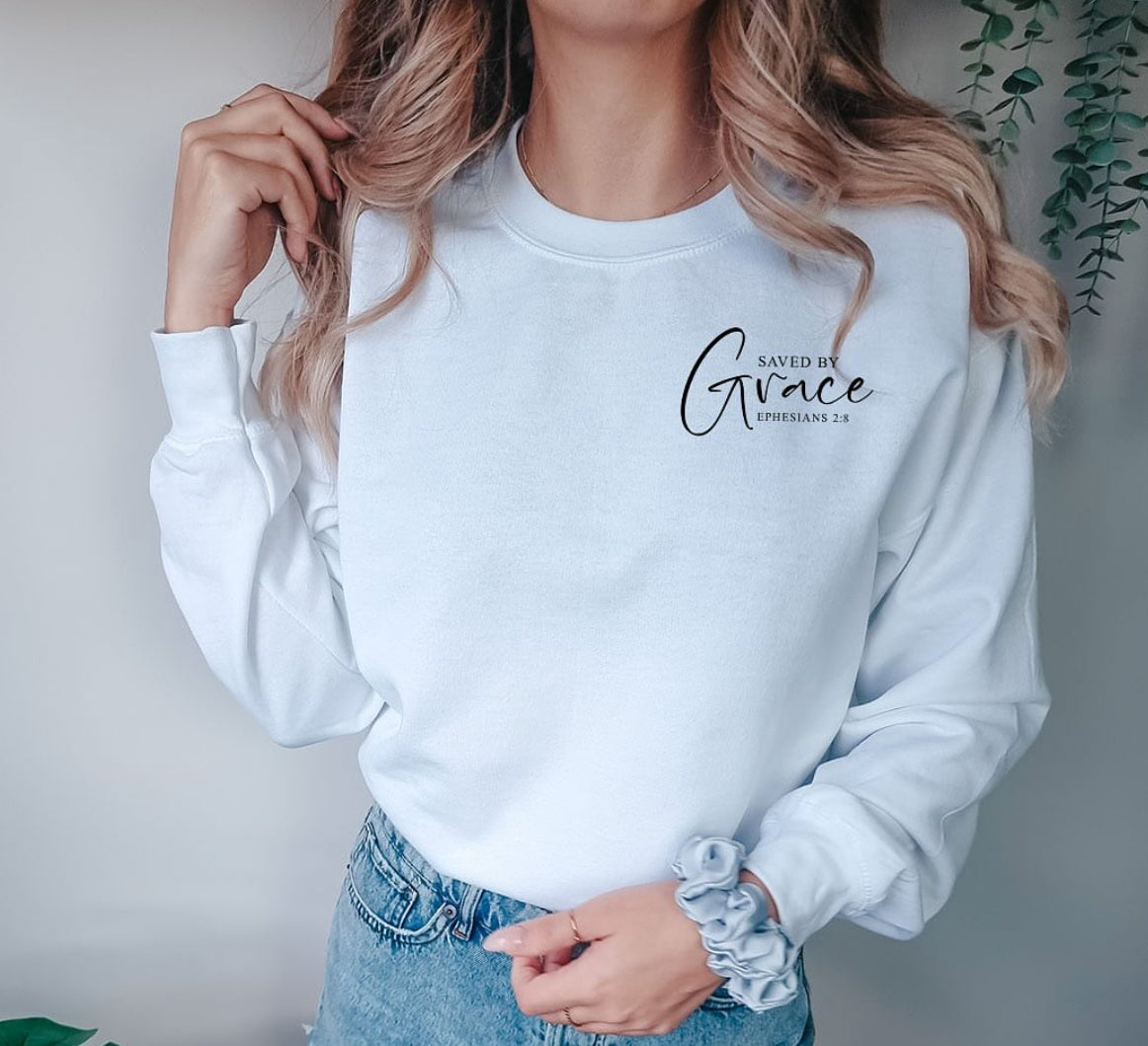 Saved By Grace (pocket) - Adult Longsleeve