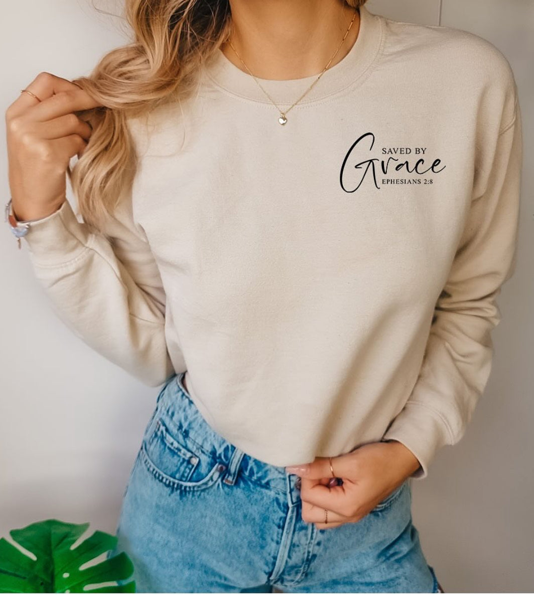 Saved By Grace (pocket) - Adult Longsleeve